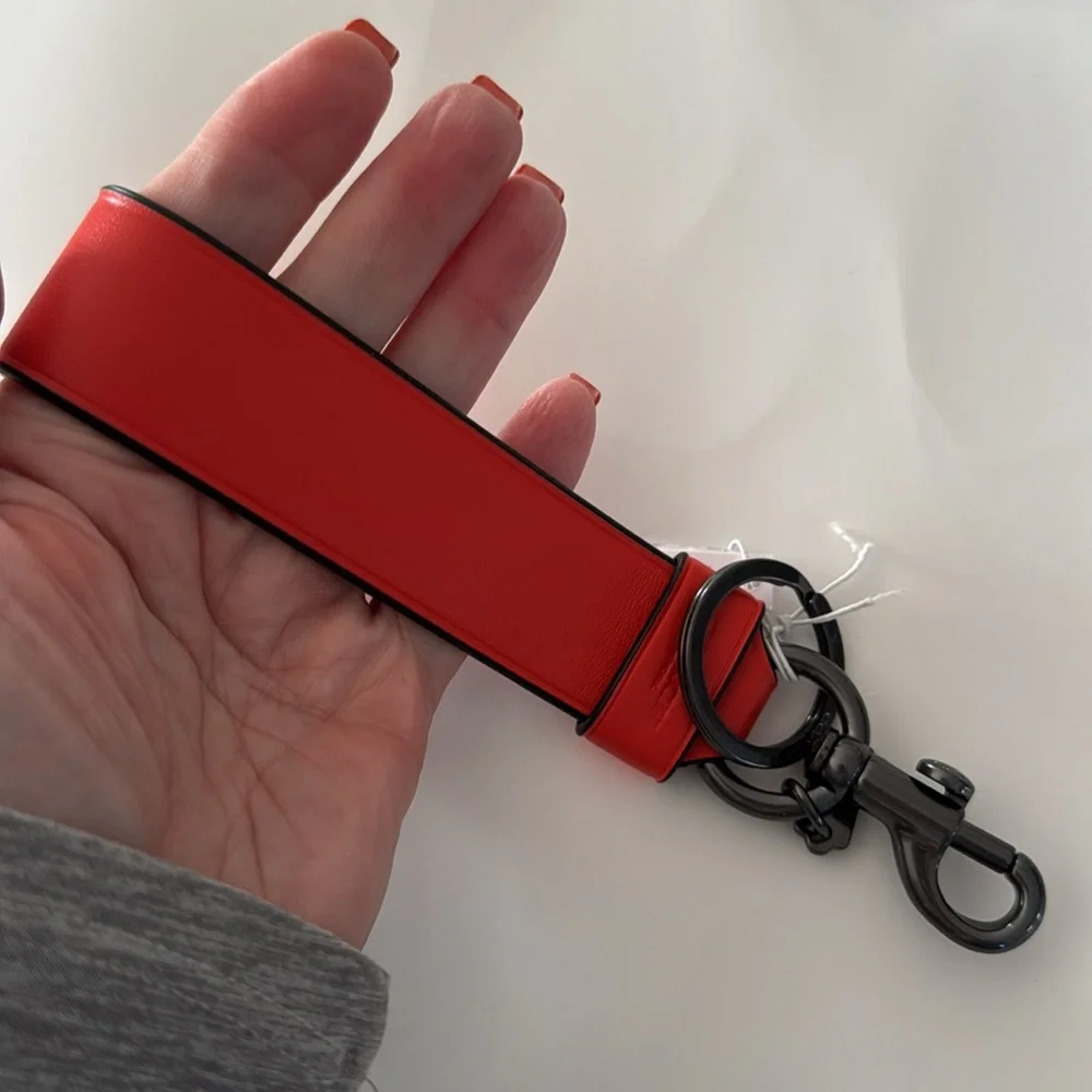 COACH Large Loop Key Fob Red Orange / Gunmetal NWT $80